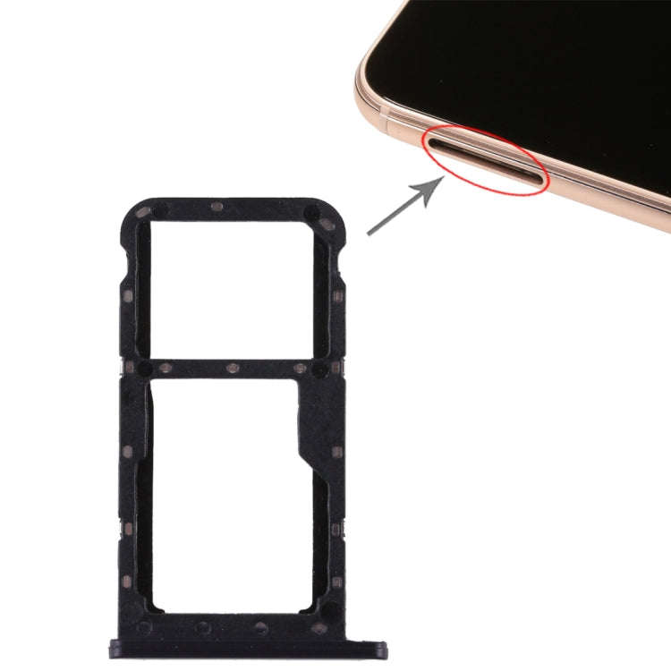 SIM Card Tray + SIM Card Tray / Micro SD Card for Huawei P20 Lite / Nova 3e (Black)