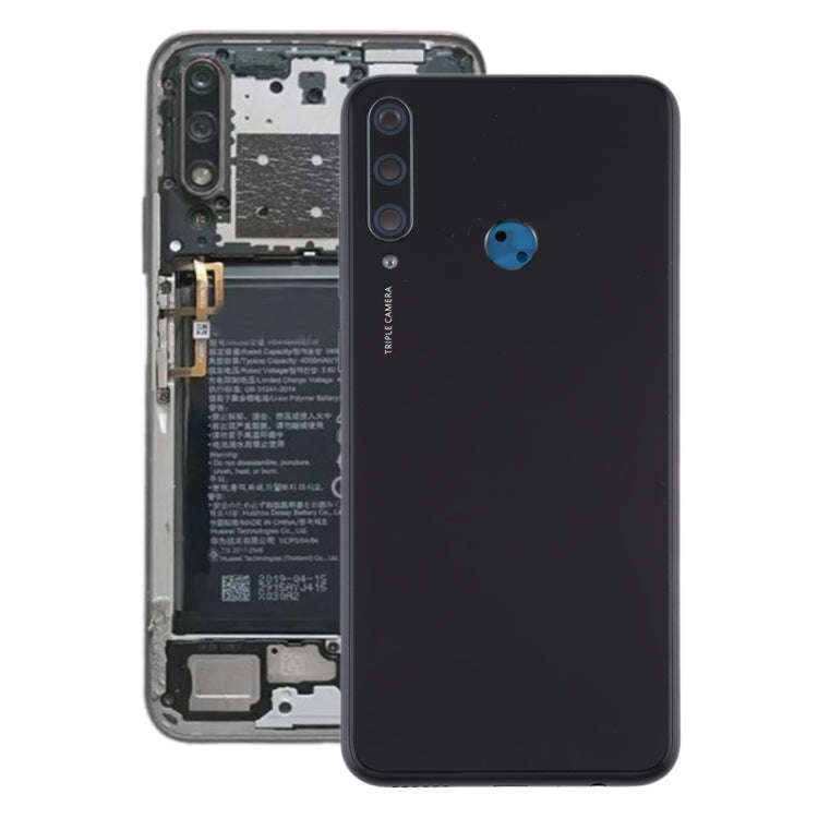 Original Battery Back Cover with Camera Lens Cover for Huawei Y6p(Black)