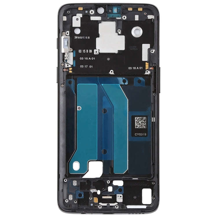 For OnePlus 6 Front Housing LCD Frame Bezel Plate with Side Keys (Jet Black)