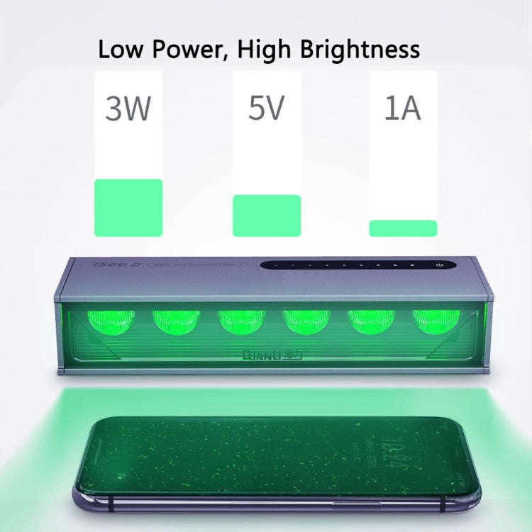 QIANLI iSee 2 LCD Screen Repair Dust Checking Fingerprint Scratch Detection Lamp Green Light Sour...