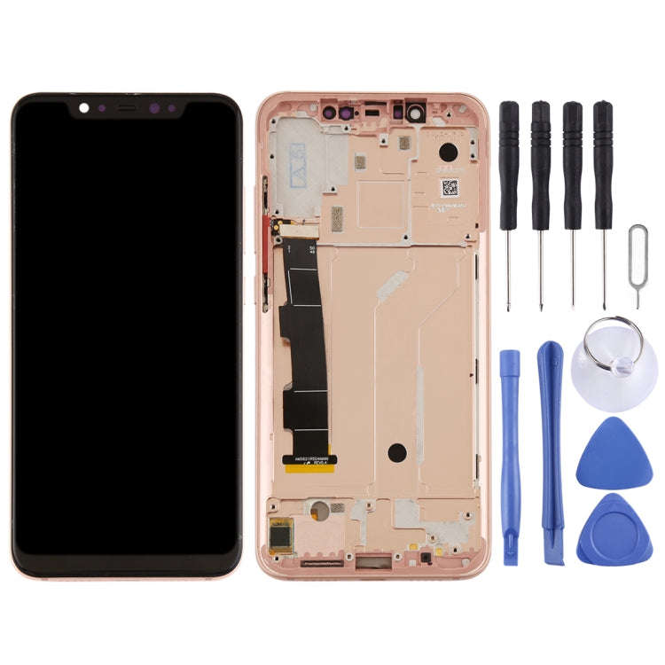 LCD Screen and Digitizer Full Assembly with Frame & Side Keys for Xiaomi Mi 8(Rose Gold)