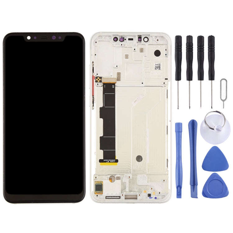 LCD Screen and Digitizer Full Assembly with Frame & Side Keys for Xiaomi Mi 8(Silver)