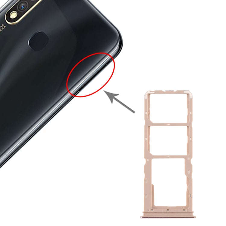 For vivo Y5s SIM Card Tray + SIM Card Tray + Micro SD Card Tray (Gold)