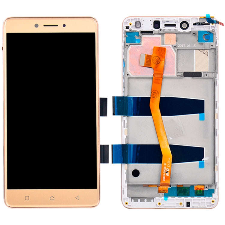 OEM LCD Screen for 5.5 inch Lenovo K6 Note K53a48 Digitizer Full Assembly with Frame (Gold)