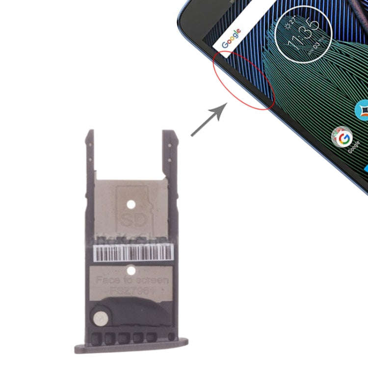 SIM Card Tray + Micro SD Card Tray for Motorola Moto G5 Plus (Black)