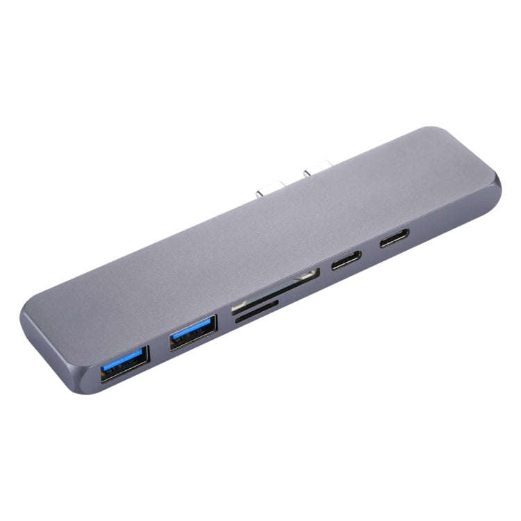 Multi-function Aluminium Alloy Dual USB-C / Type-C HUB Adapter with HDMI Female & 2 x USB 3.0 Por...