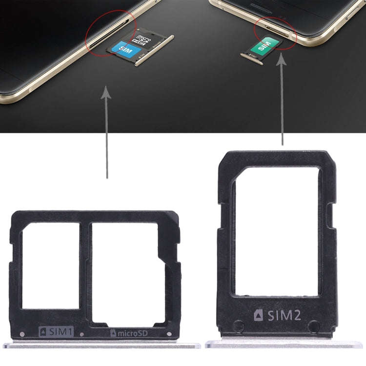 For Galaxy A5108 / A7108 2 SIM Card Tray + Micro SD Card Tray (White)