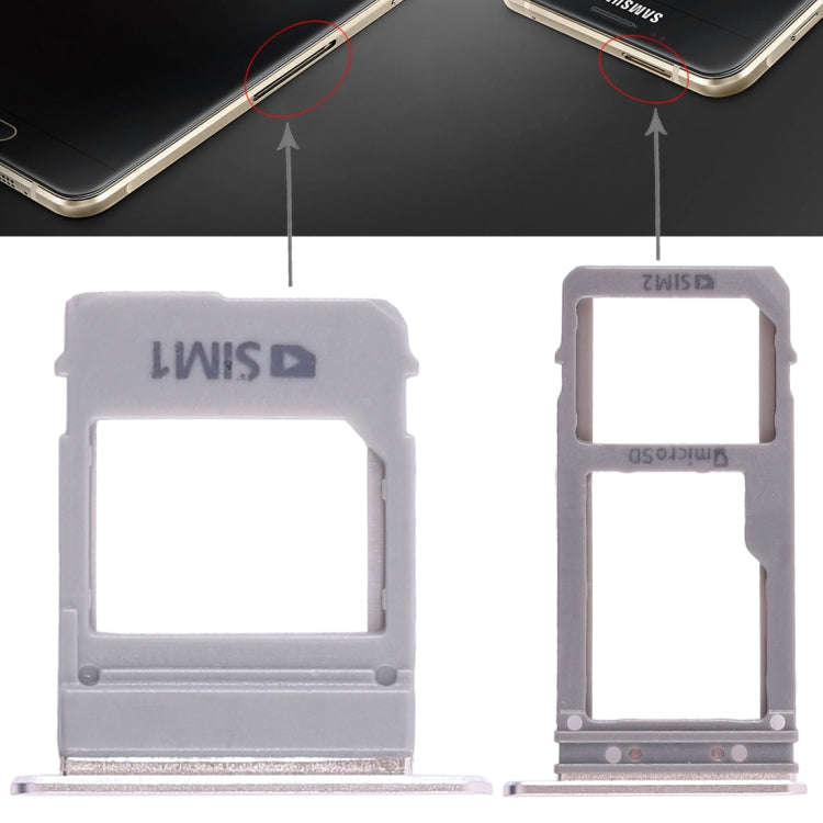 For Galaxy A520 / A720 2 SIM Card Tray + Micro SD Card Tray (Gold)
