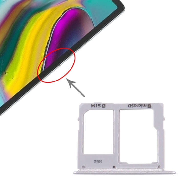 For Samsung Galaxy Tab S5e SM-T725 SIM Card Tray + Micro SD Card Tray (Silver)