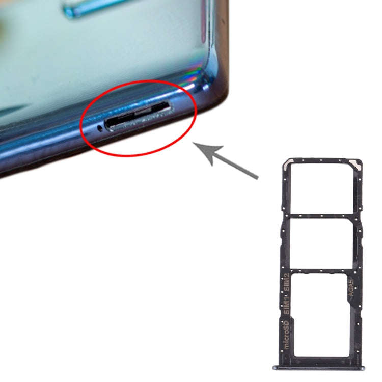 For Samsung Galaxy A71 SIM Card Tray + SIM Card Tray + Micro SD Card Tray (Black)