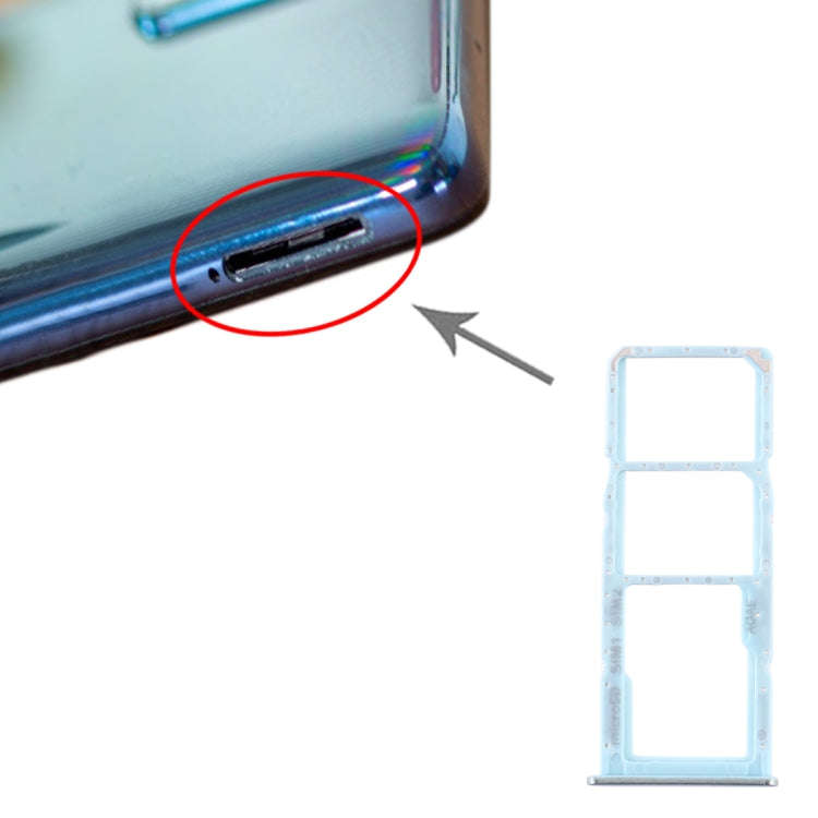 For Samsung Galaxy A71 SIM Card Tray + SIM Card Tray + Micro SD Card Tray (Blue)