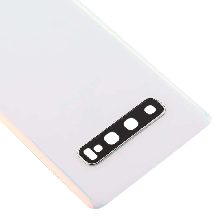 For Galaxy S10 Battery Back Cover with Camera Lens (White)