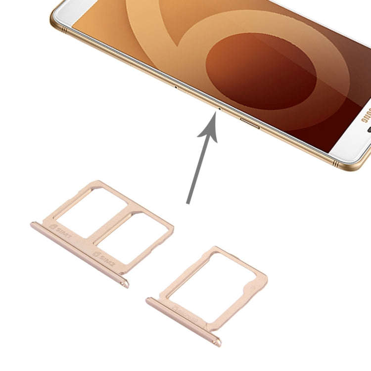 For Galaxy C9 Pro / C9000 SIM Card Tray + Micro SD Card Tray (Gold)