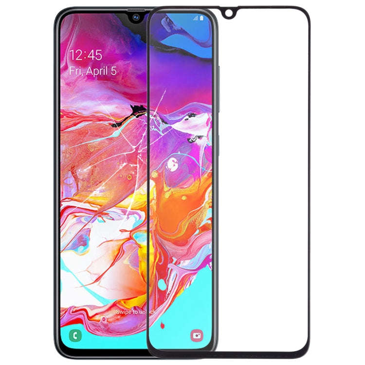 For Galaxy A70 Front Screen Outer Glass Lens (Black)