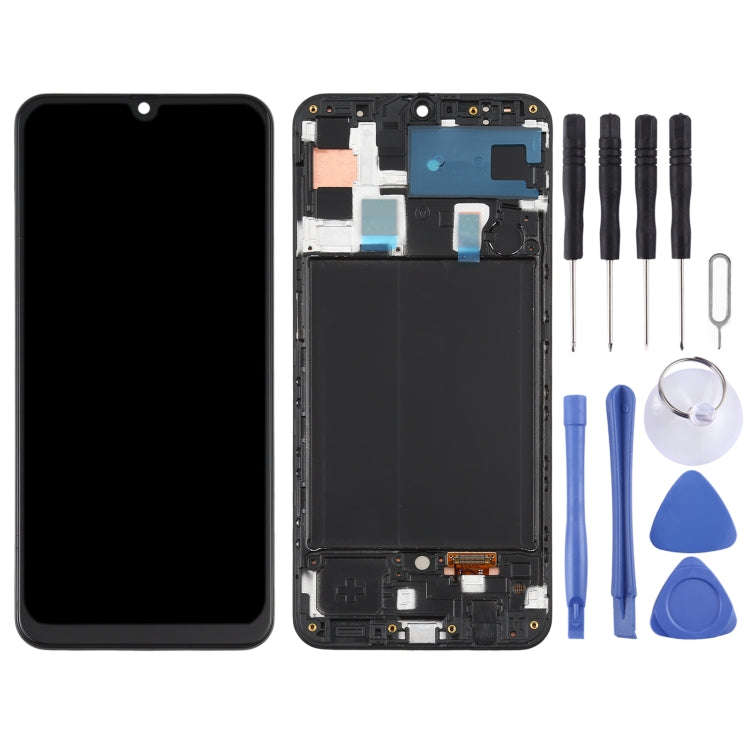 Original Super AMOLED LCD Screen  for Galaxy A50 Digitizer Full Assembly with Frame(Black)