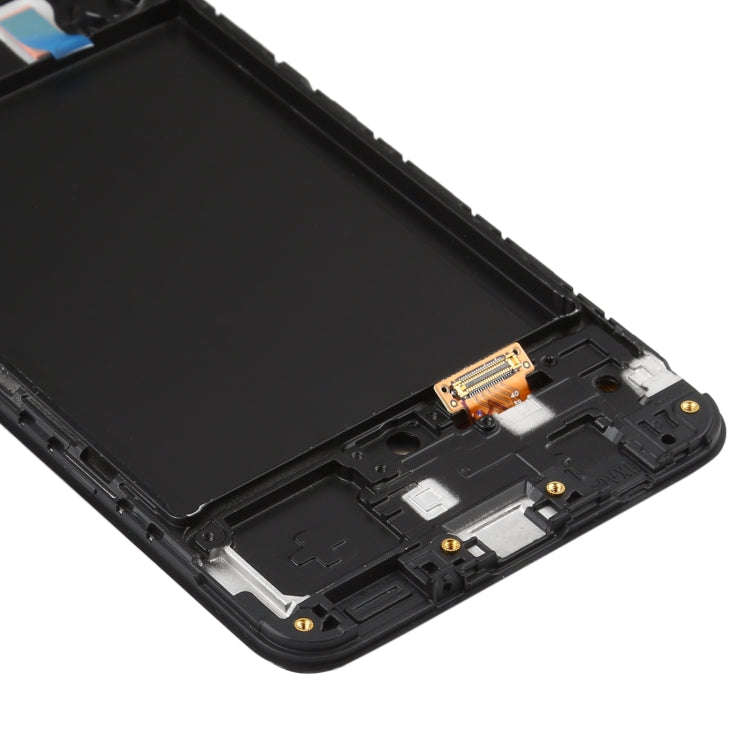 Original Super AMOLED LCD Screen  for Galaxy A50 Digitizer Full Assembly with Frame(Black)