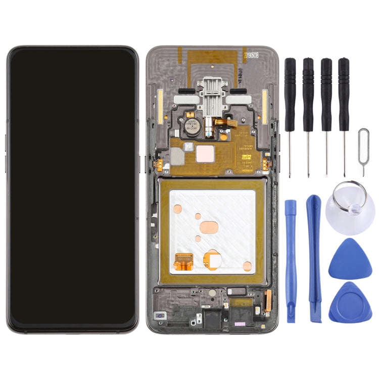 Original Super AMOLED LCD Screen for Galaxy A80 Digitizer Full Assembly with Frame (Black)