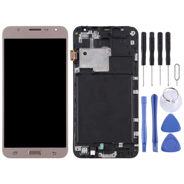 TFT LCD Screen for Galaxy J7 (2015) / J700F Digitizer Full Assembly with Frame (Gold)