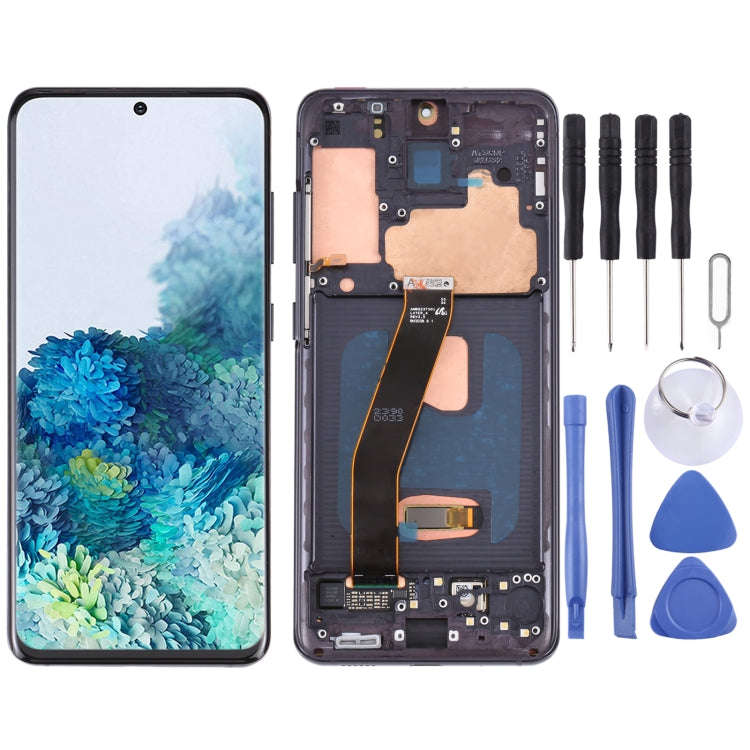 Original Dynamic AMOLED Material LCD Screen and Digitizer Full Assembly with Frame for Galaxy S20...
