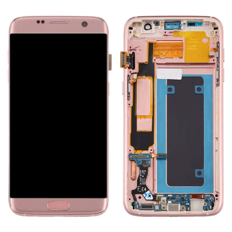 OLED LCD Screen for Samsung Galaxy S7 Edge / SM-G935F Digitizer Full Assembly with Frame (Pink)