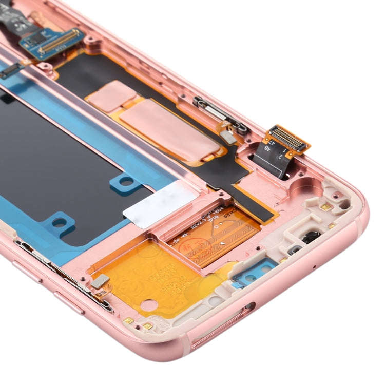 OLED LCD Screen for Samsung Galaxy S7 Edge / SM-G935F Digitizer Full Assembly with Frame (Pink)