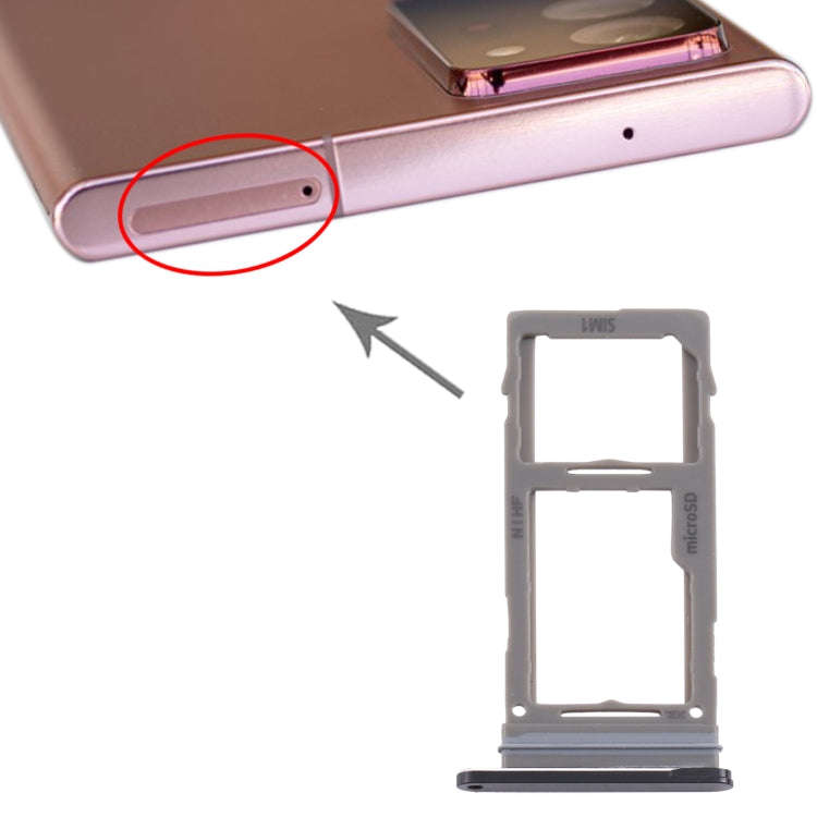 For Samsung Galaxy Note20 Ultra SIM Card Tray + Micro SD Card Tray (Black)