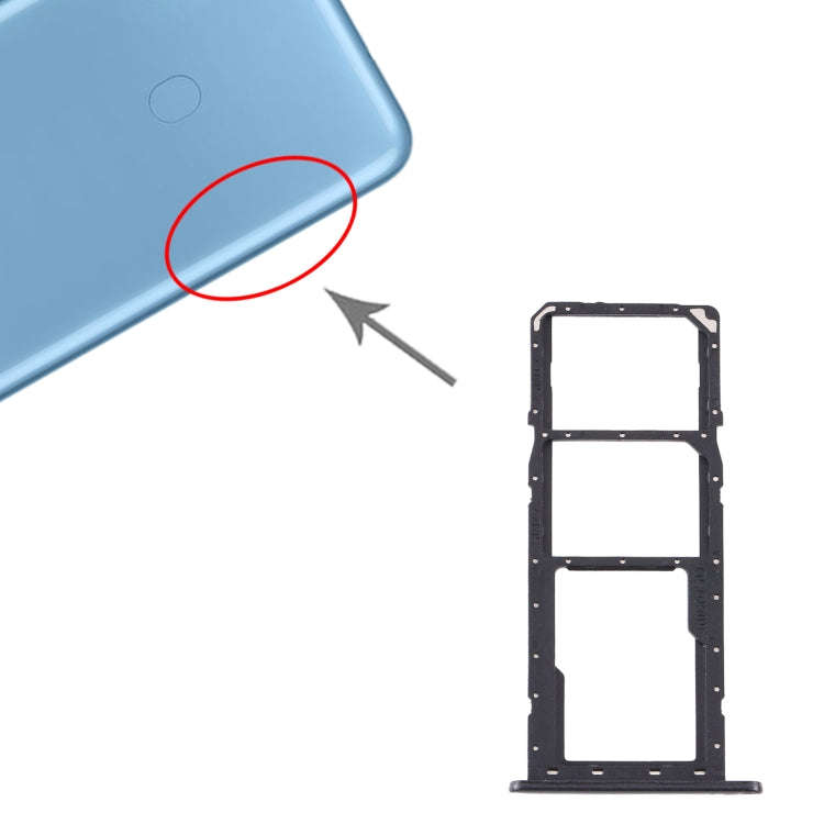 For Samsung Galaxy A11 SM-A115 SIM Card Tray + SIM Card Tray + Micro SD Card Tray (Black)