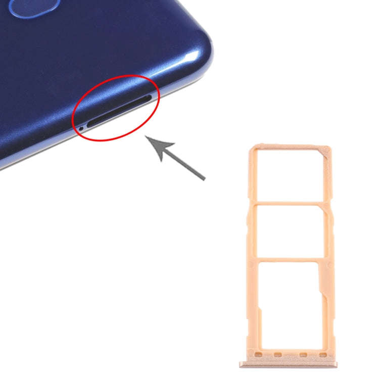 For Samsung Galaxy M10 SM-M105 SIM Card Tray + SIM Card Tray + Micro SD Card Tray (Gold)