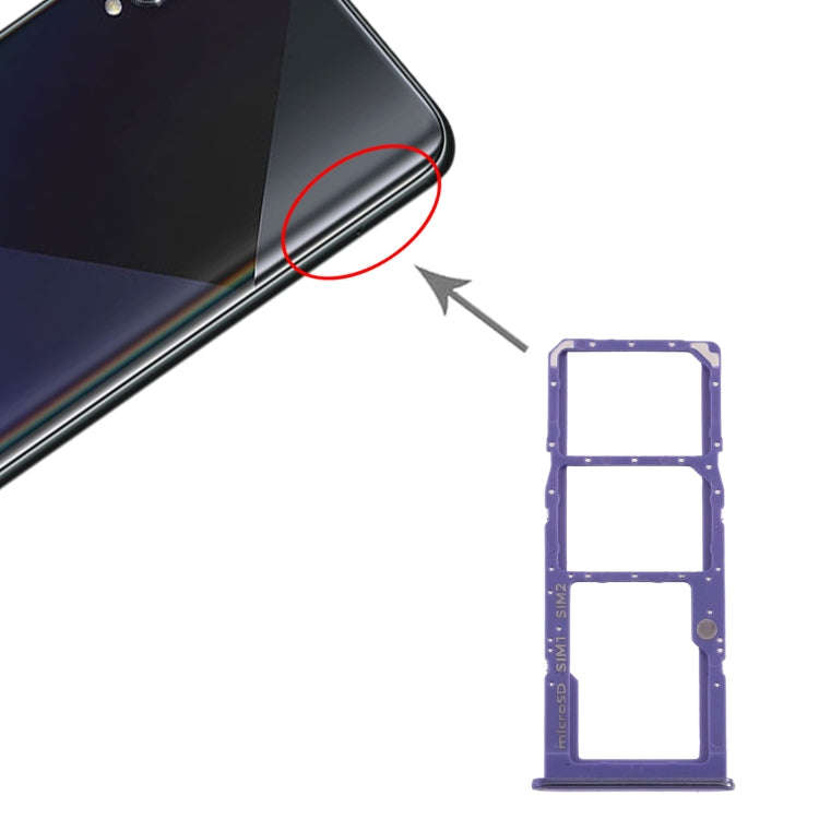 For Samsung Galaxy A50s SM-A507 SIM Card Tray + SIM Card Tray + Micro SD Card Tray (Purple)
