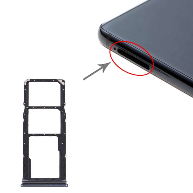 For Samsung Galaxy A9 (2018) SM-A920 SIM Card Tray + SIM Card Tray + Micro SD Card Tray (Black)