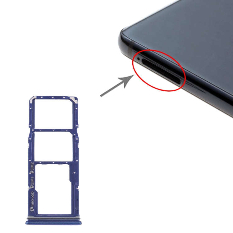 For Samsung Galaxy A9 (2018) SM-A920 SIM Card Tray + SIM Card Tray + Micro SD Card Tray (Blue)