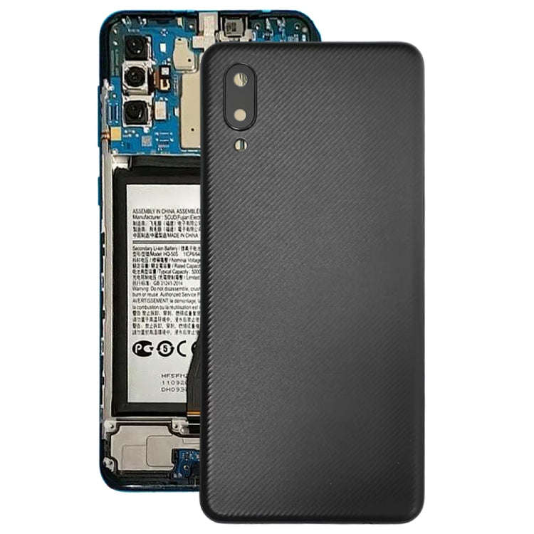 For Samsung Galaxy A02 Battery Back Cover with Camera Lens Cover (Black)