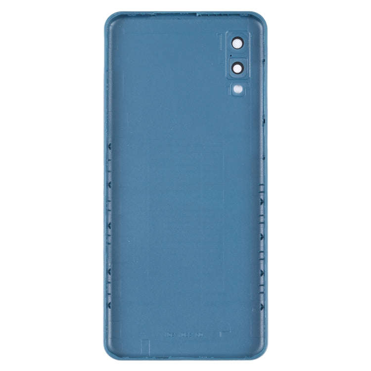 For Samsung Galaxy A02 Battery Back Cover with Camera Lens Cover (Blue)