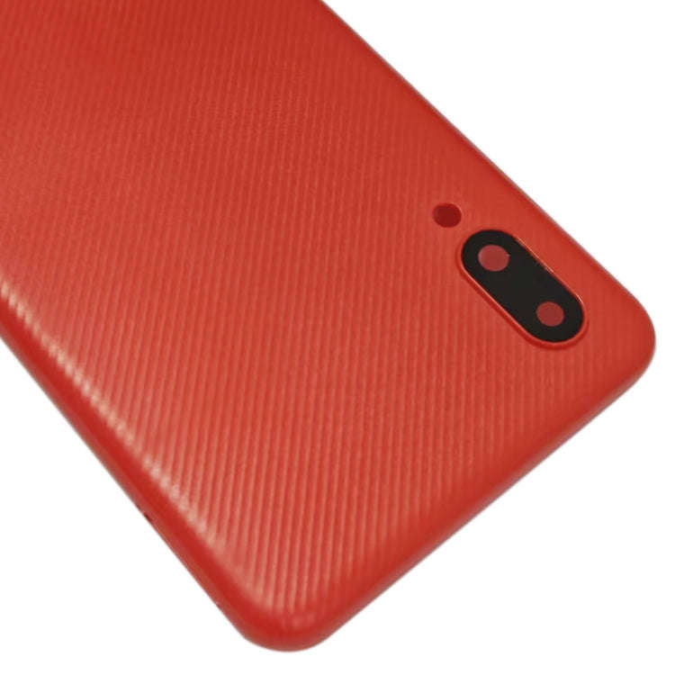 For Samsung Galaxy A02 Battery Back Cover with Camera Lens Cover (Red)