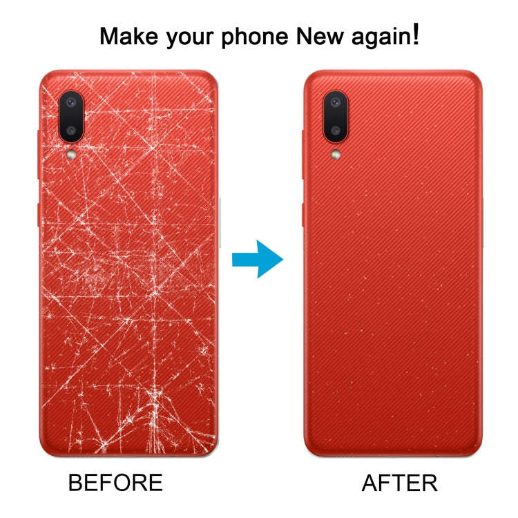 For Samsung Galaxy A02 Battery Back Cover with Camera Lens Cover (Red)