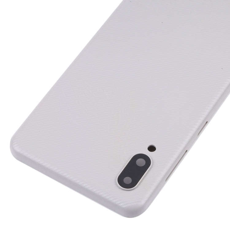For Samsung Galaxy A02 Battery Back Cover with Camera Lens Cover (White)