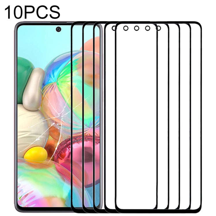 For Samsung Galaxy A71 10pcs Front Screen Outer Glass Lens (Black)