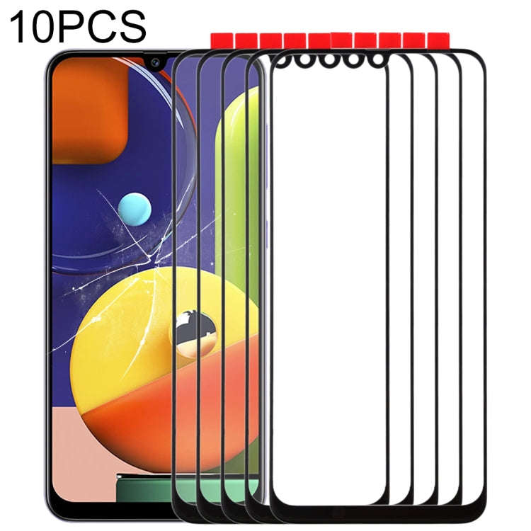 For Samsung Galaxy A50s 10pcs Front Screen Outer Glass Lens (Black)