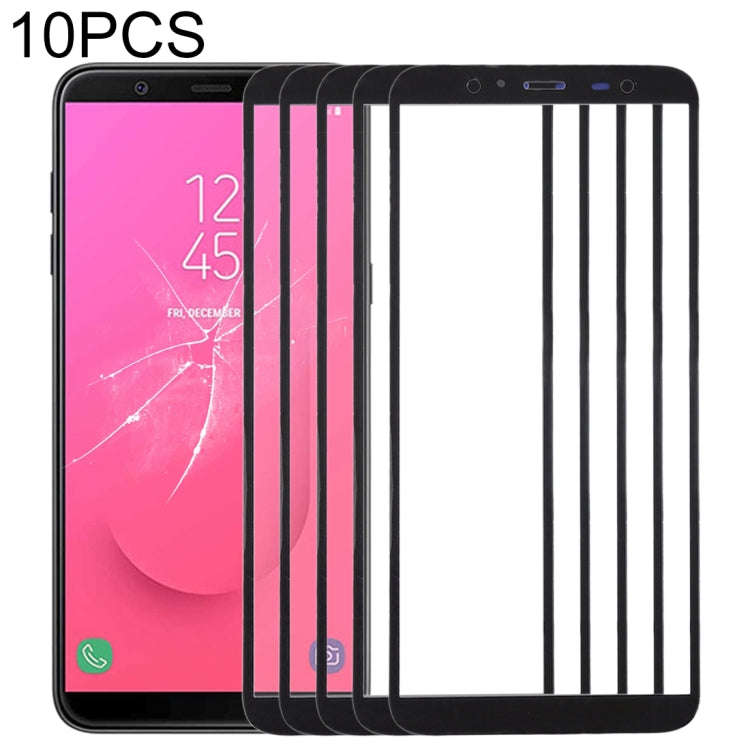 For Samsung Galaxy J8, J810F/DS, J810Y/DS, J810G/DS  10pcs Front Screen Outer Glass Lens (Black)
