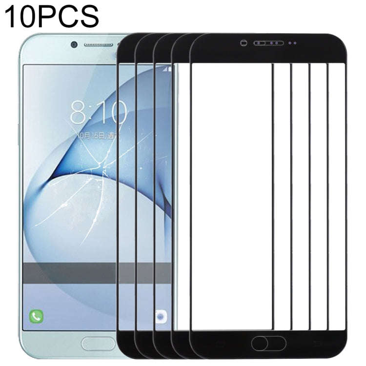 For Samsung Galaxy A8 (2016) / A810 10pcs Front Screen Outer Glass Lens (Black)