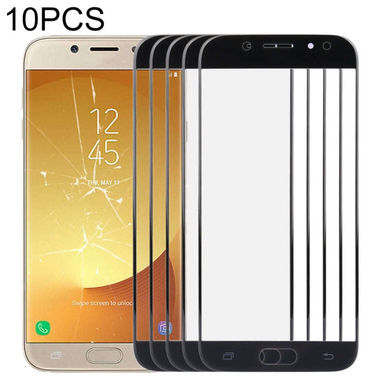 For Samsung Galaxy J7 (2017) / J730 10pcs Front Screen Outer Glass Lens (Black)