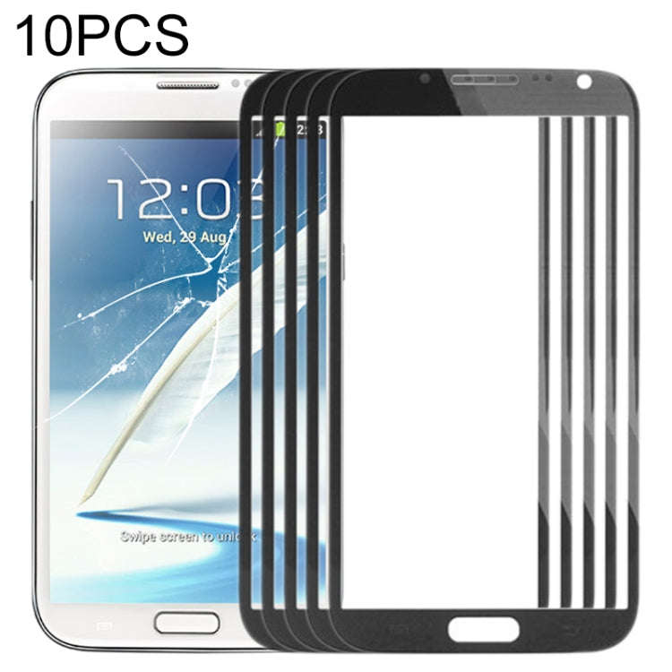 For Samsung Galaxy Note II / N7100 10pcs Front Screen Outer Glass Lens (Black)