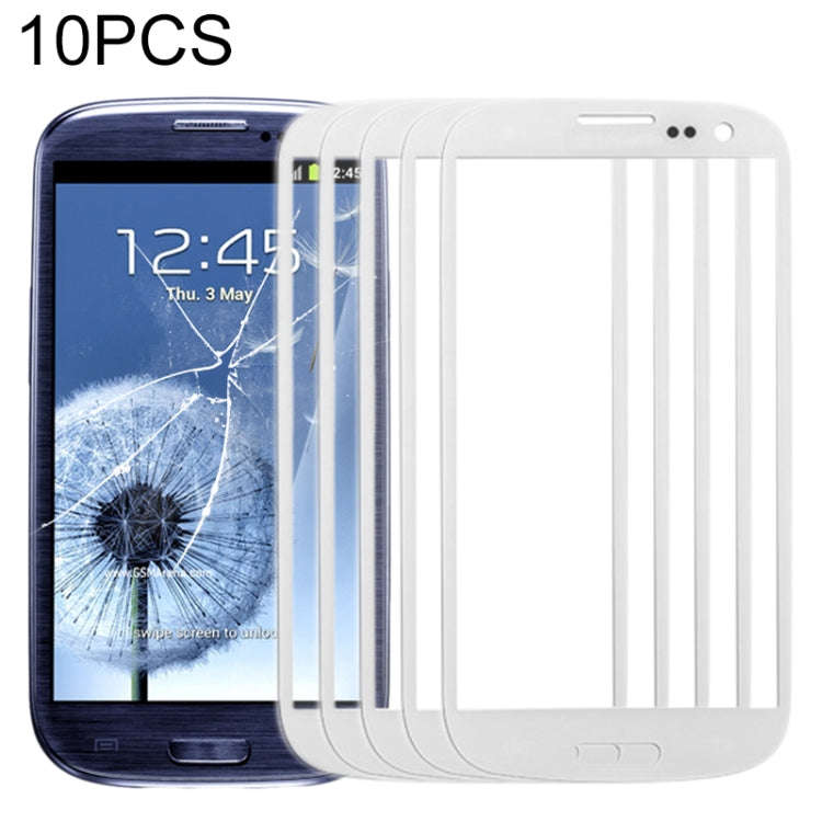 For Samsung Galaxy SIII / i9300 10pcs Front Screen Outer Glass Lens (White)