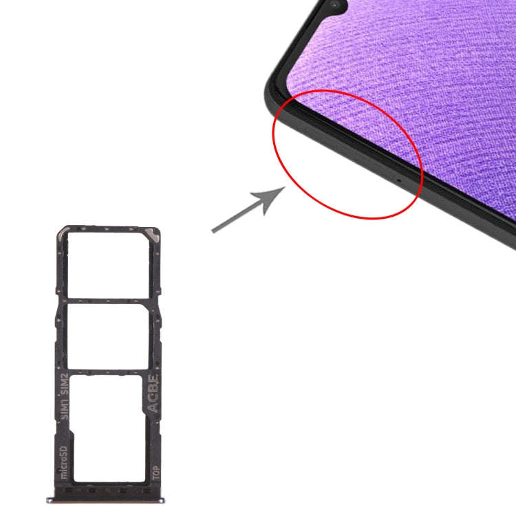 For Samsung Galaxy A32 SM-A325 SIM Card Tray + SIM Card Tray + Micro SD Card Tray (Black)