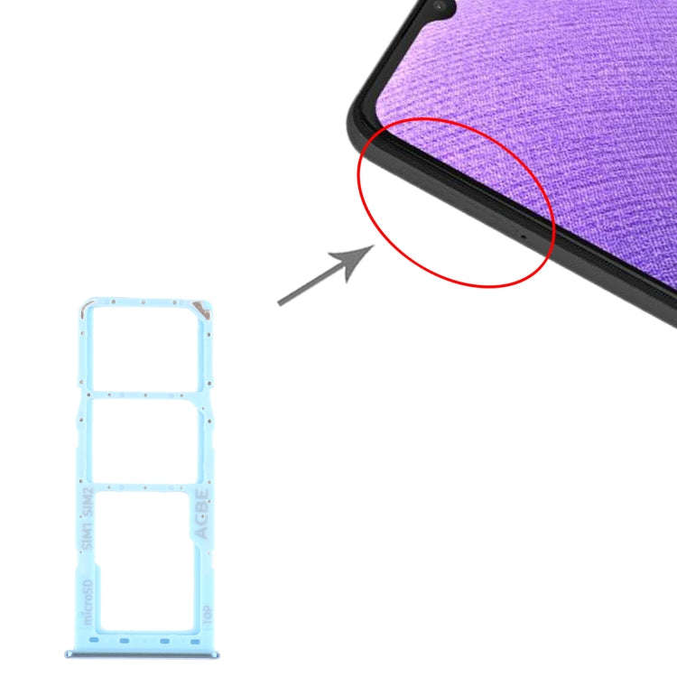 For Samsung Galaxy A32 SM-A325 SIM Card Tray + SIM Card Tray + Micro SD Card Tray (Blue)