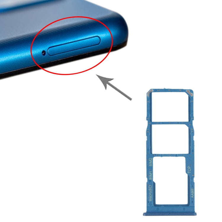 For Samsung Galaxy A12 SM-A125 SIM Card Tray + SIM Card Tray + Micro SD Card Tray (Blue)
