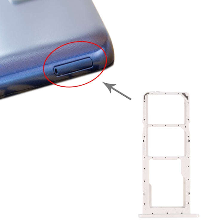 For Samsung Galaxy A02s SM-A025 SIM Card Tray + SIM Card Tray + Micro SD Card Tray (White)