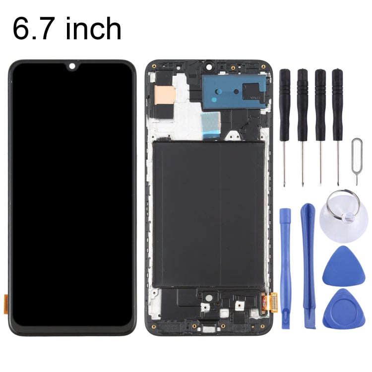 OLED LCD Screen for Samsung Galaxy A70 SM-A705 Digitizer Full Assembly with Frame (6.7 inch)(Black)