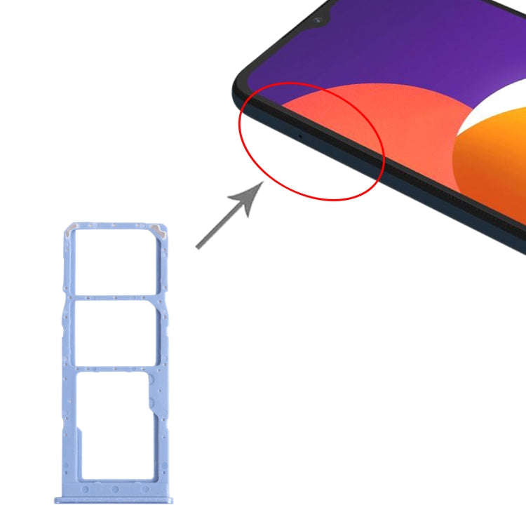 For Samsung Galaxy M12 SM-M127 SIM Card Tray + SIM Card Tray + Micro SD Card Tray (Blue)
