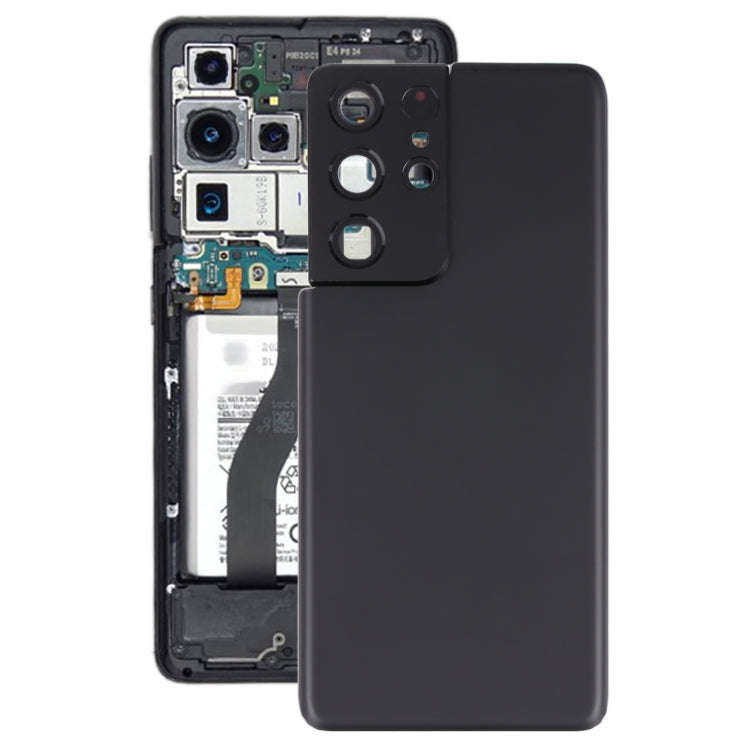 For Samsung Galaxy S21 Ultra 5G Battery Back Cover with Camera Lens Cover (Black)